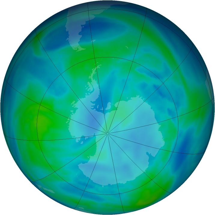 Antarctic ozone map for 28 April 2007